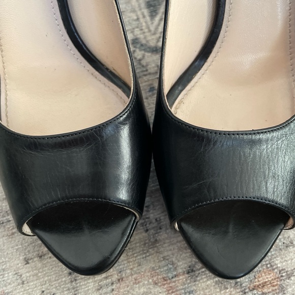 Authentic Prada Peep Toe Heels Black Leather EU 38 5"Heel - Picture 6 of 11